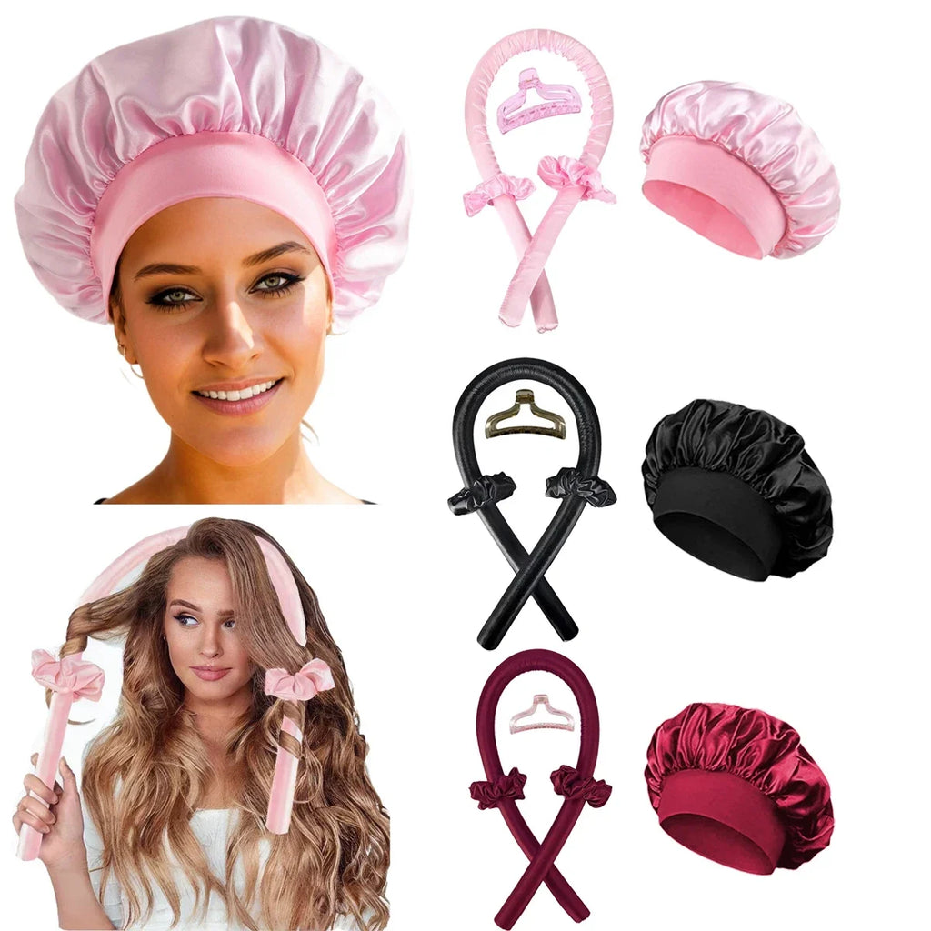 Diadema rizadora sin calor, gorro de noche, rizador de pelo sin calor, rulos, rulos suaves, rulos perezosos, gorro para dormir, herramientas de peinado
