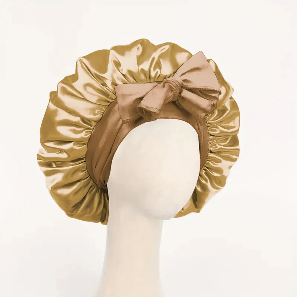 Gorro de satén Gorro de seda Gorro ajustable para dormir Gorro para el pelo con cinta Gorros para mujeres y hombres