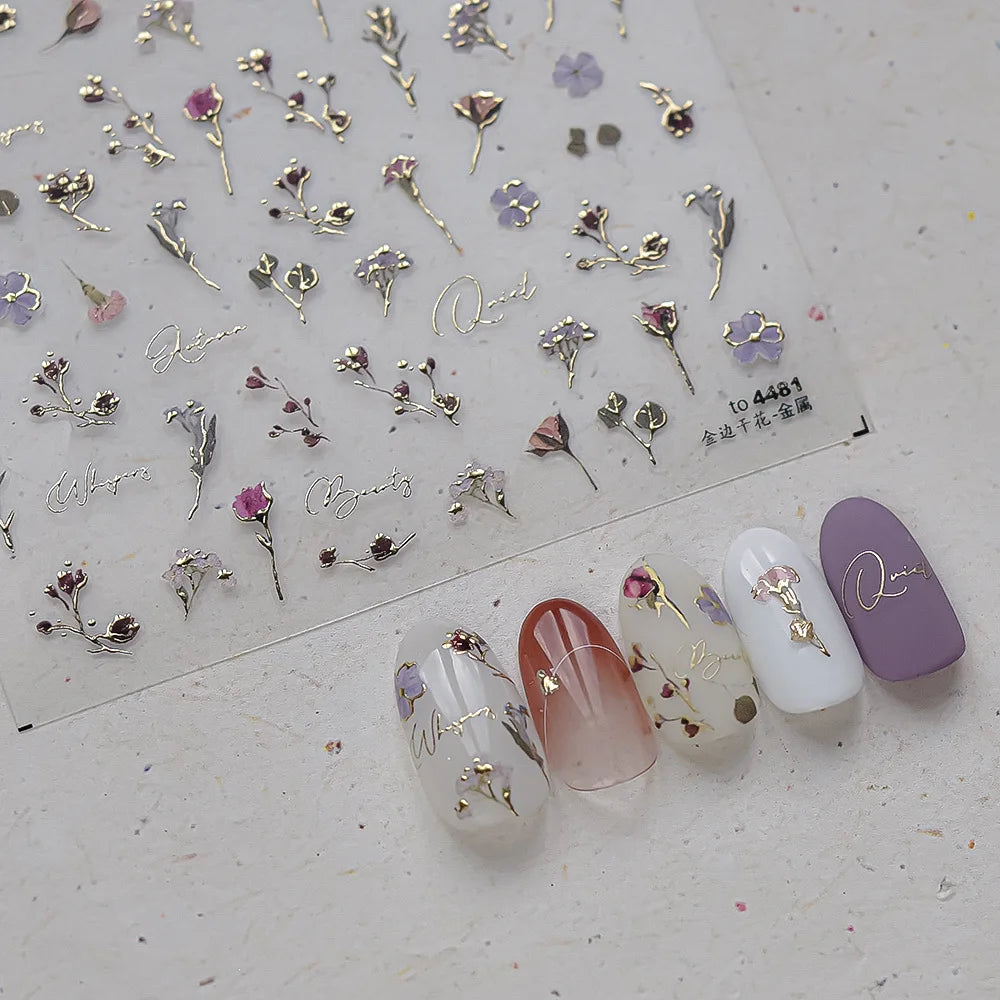 1Sheet 5D Soft Embossed Relief Nail Stickers Cute Daisies Self Adhesive Slider Stickers Press On Nails DIY Japanese Nail Art Dec