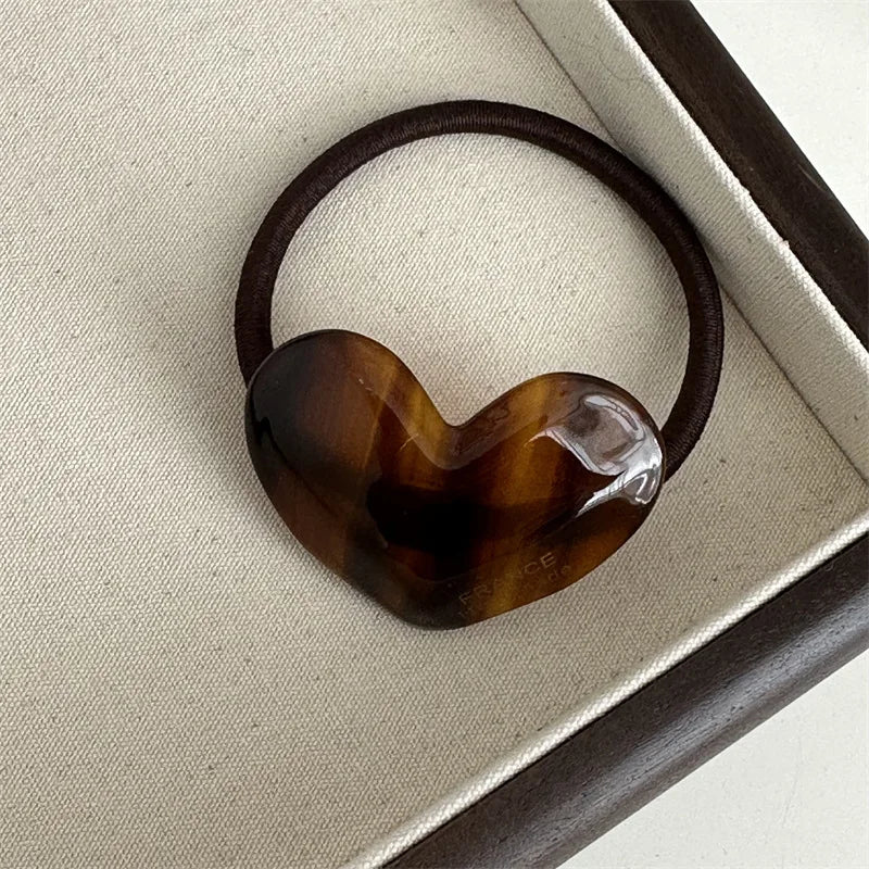 Acetic Acid Great Love Basic Leather Band Hair Rope High Elastic Hair Loop Texture Advanced Headrope Hair Accessories New Style