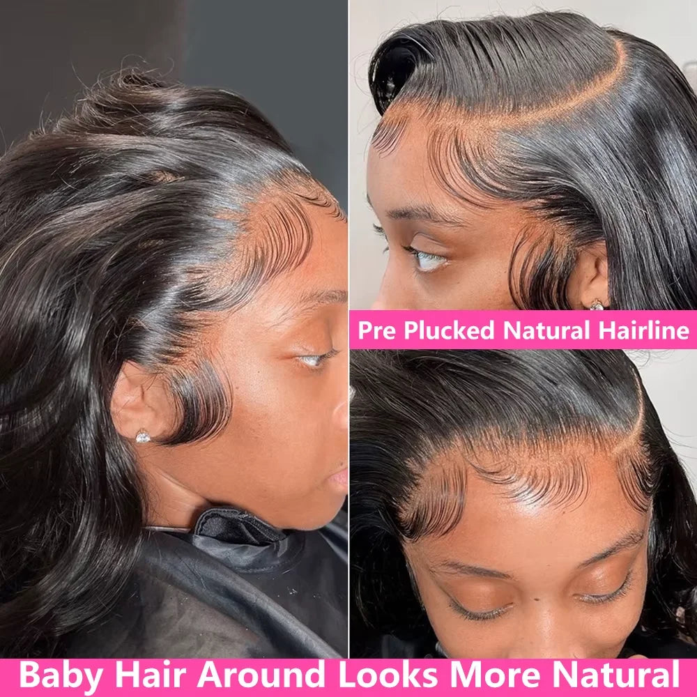 30 38 Inch Body Wave Human Hair Lace Front Wigs