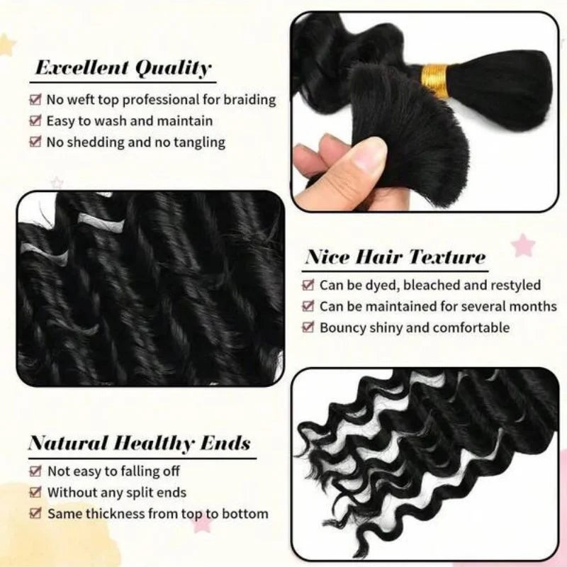 Deep Wave Human Hair For Braiding - 2 Bundles