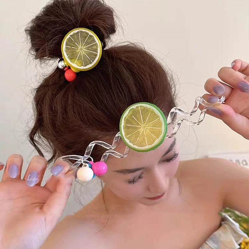1/3pcs Orange Lemon Lime Hair Tie Fresh Summer Telephone Cord Cute Fruit Hair Accessory for Bun Hairstyles Sweet Birthday Gift