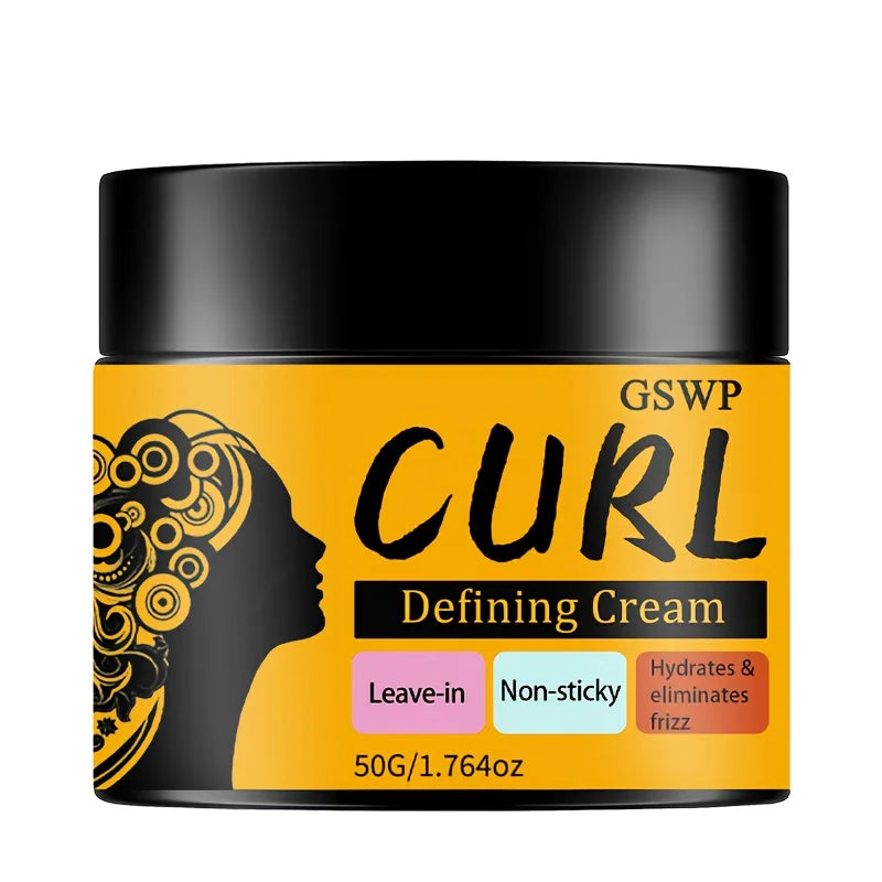 GSWP Black Castor Oil Curling Cream,Moisturizing and Elastic Styling Conditioner for Curly Hair,Frizz Control.50g/100g