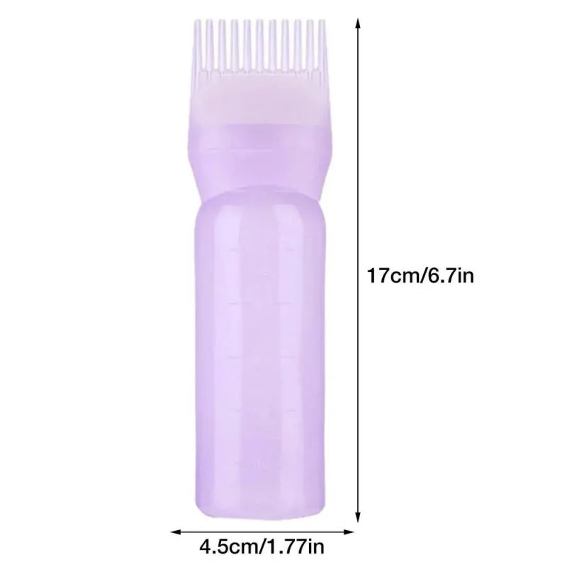 Botella recargable de 120 ml para tinte de pelo, con peine aplicador, multicolor, de plástico, para dispensar aceite, para peluquería, para teñir el cabello, herramienta de peinado