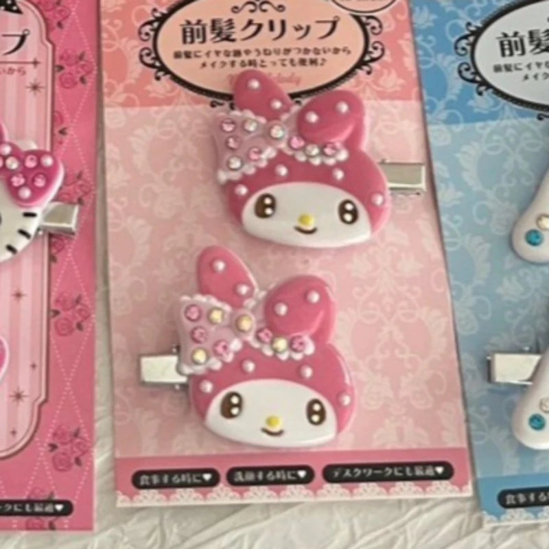 2Pcs Sanrio Character Hair Clips Set Hello Kitty Kuromi Cinnamoroll My Melody Hair Barrettes for Girls Women