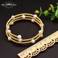 GLSEEVO Handmade Natural Fresh Water Pearl Multi-storey Adjustable Bangle For Women Wedding Party Jewelry Pulseras Mujer GB0119