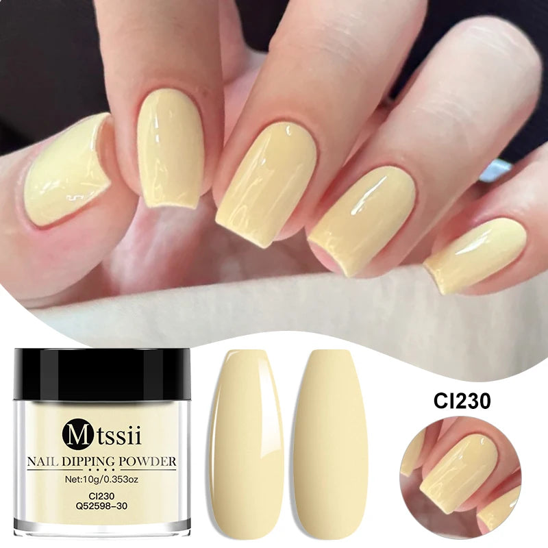 MTSSII 10g Polvo para inmersión de uñas Secado natural Sin curado con lámpara Arte de uñas DIY Decoración Pigmento Polvo Brillo Manicura de larga duración Salón