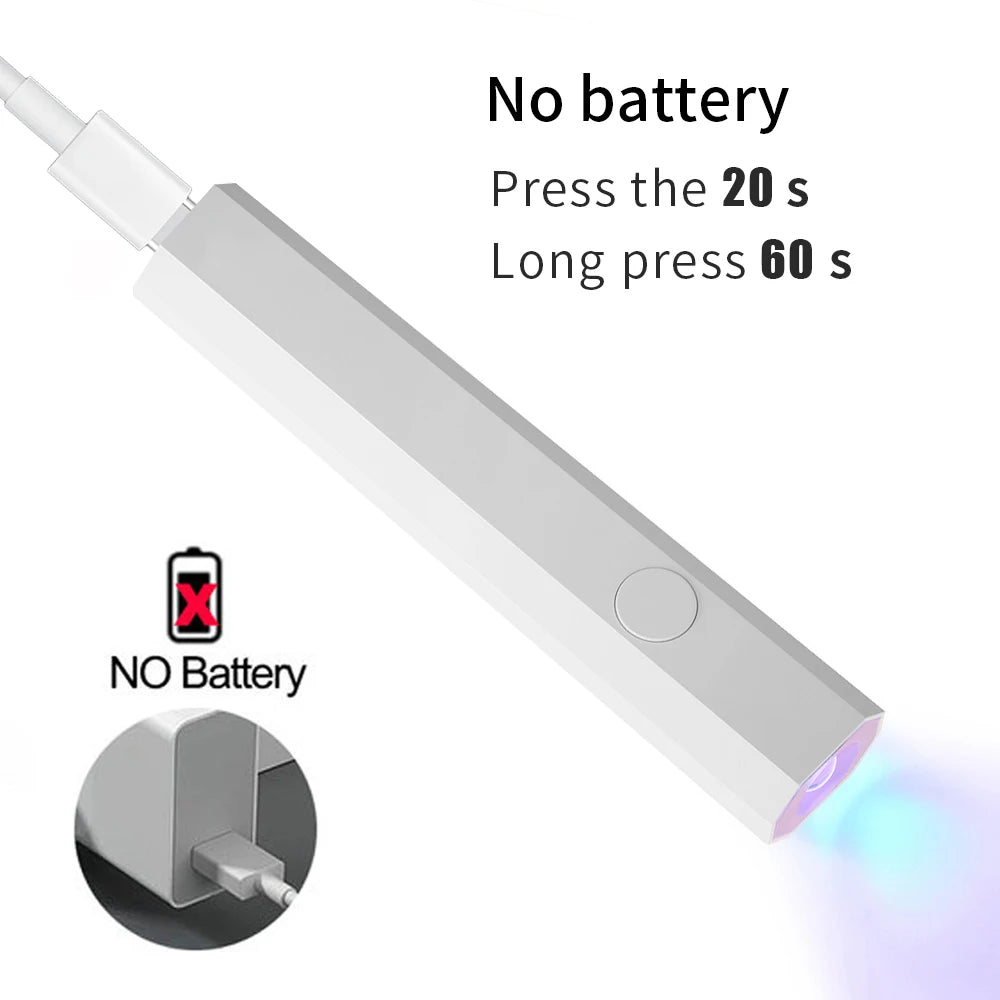 YIKOOLIN Conveniente secador de uñas recargable UV LED portátil Lámpara de curado rápido para todos los esmaltes en gel Mini herramienta de manicura USB portátil