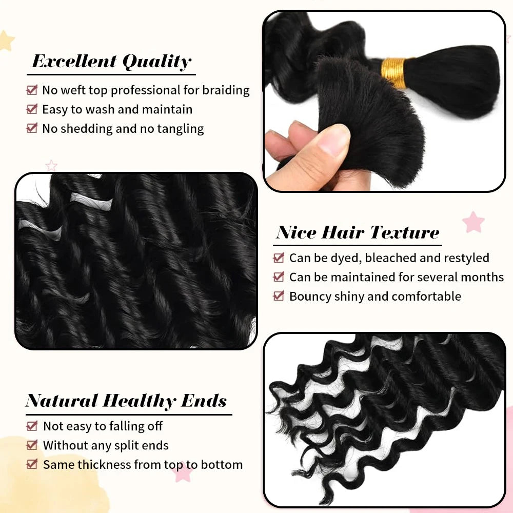 Brazilian Virgin Deep Wave Human Hair for Braiding