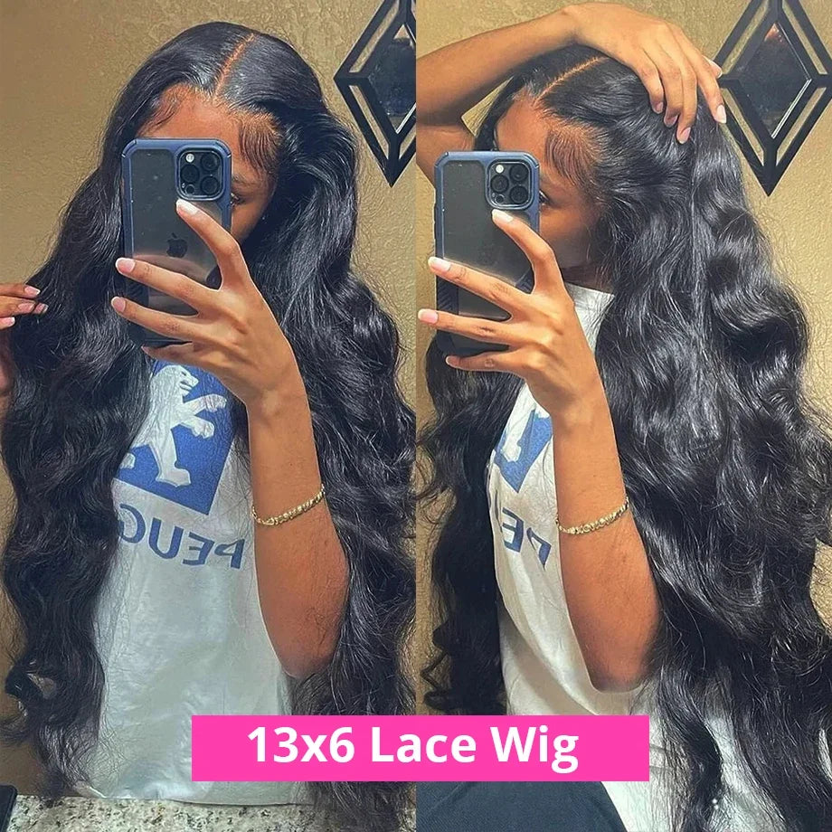 30 38 Inch Body Wave Human Hair Lace Front Wigs