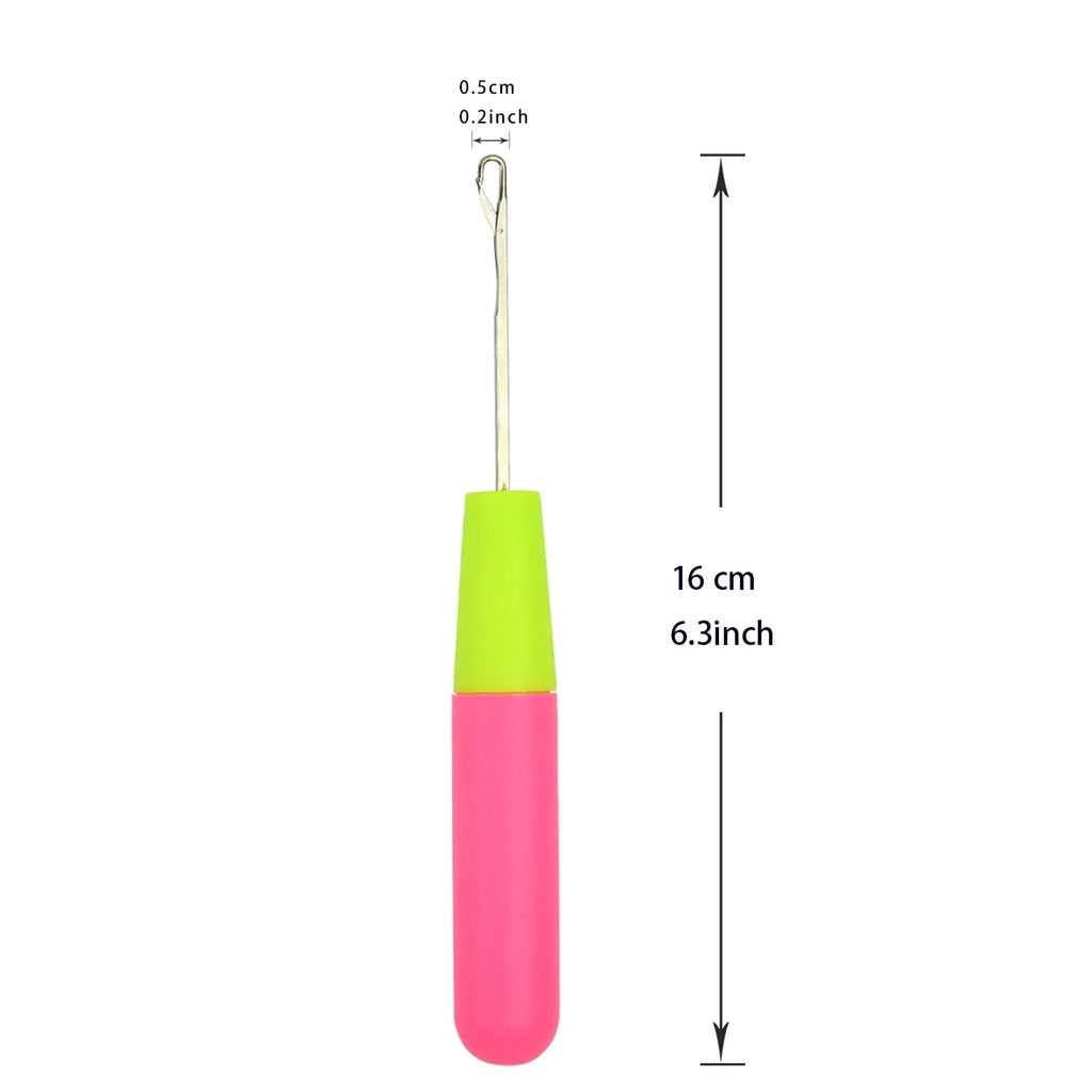 1 Pc 0.5cm/0.38cm loc Knitting Hook Crochet Hook Plastic Crochet Hook Needle Hair Weaving Crochet Needle Hook