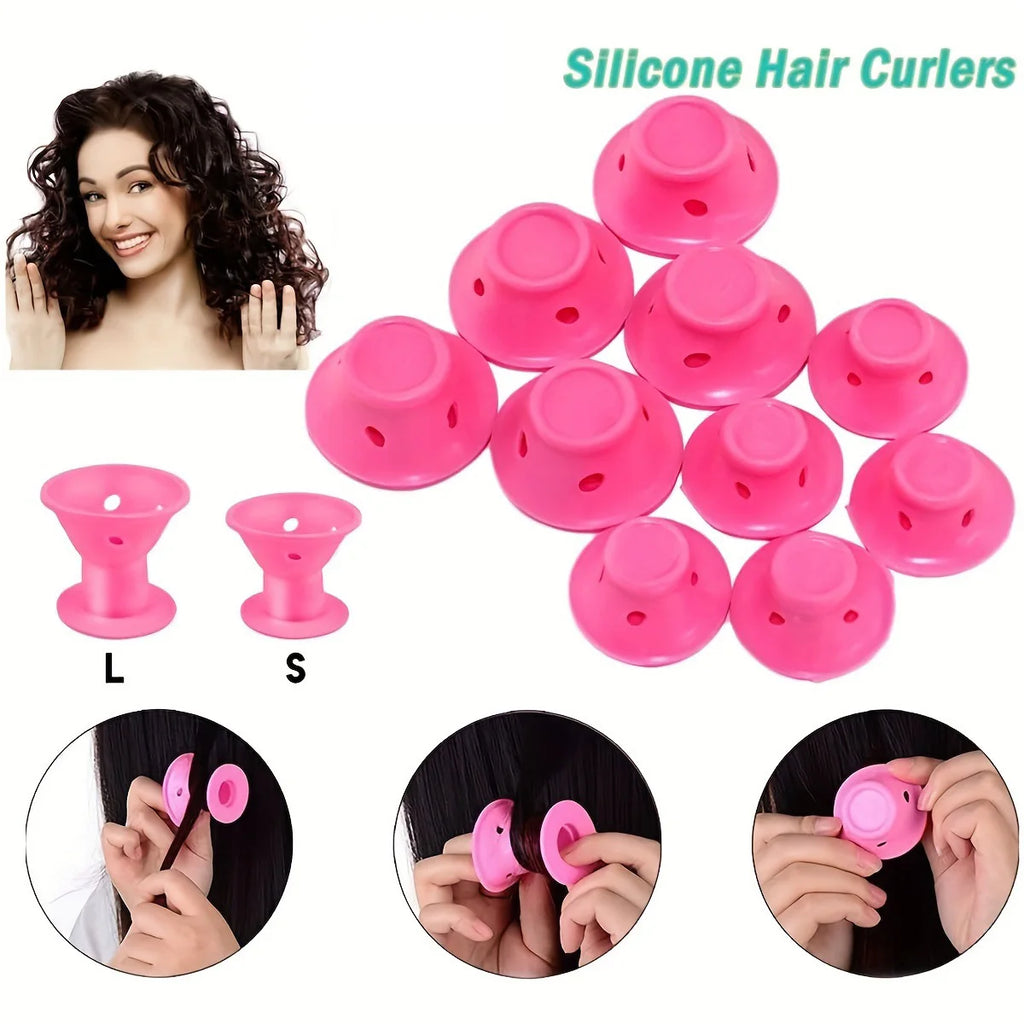 Set de rizadores sin calor: 10 piezas que incluyen rulos grandes y pequeños suaves para dormir para mujeres, varillas rizadoras para perezosas