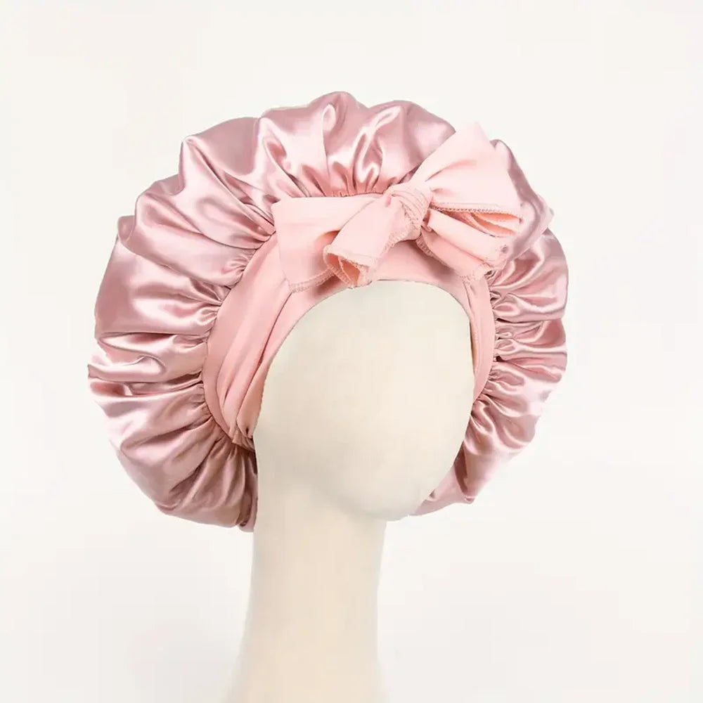 Gorro de satén Gorro de seda Gorro ajustable para dormir Gorro para el pelo con cinta Gorros para mujeres y hombres