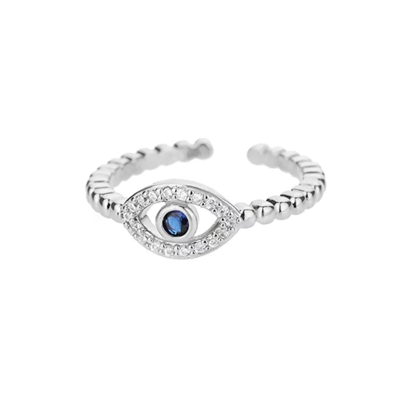 Turkish Zircon Evil Eye Rings For Women Open Adjustbale Gold Plated Stainless Steel Ring Couple Rings Wedding Jewelry Bague