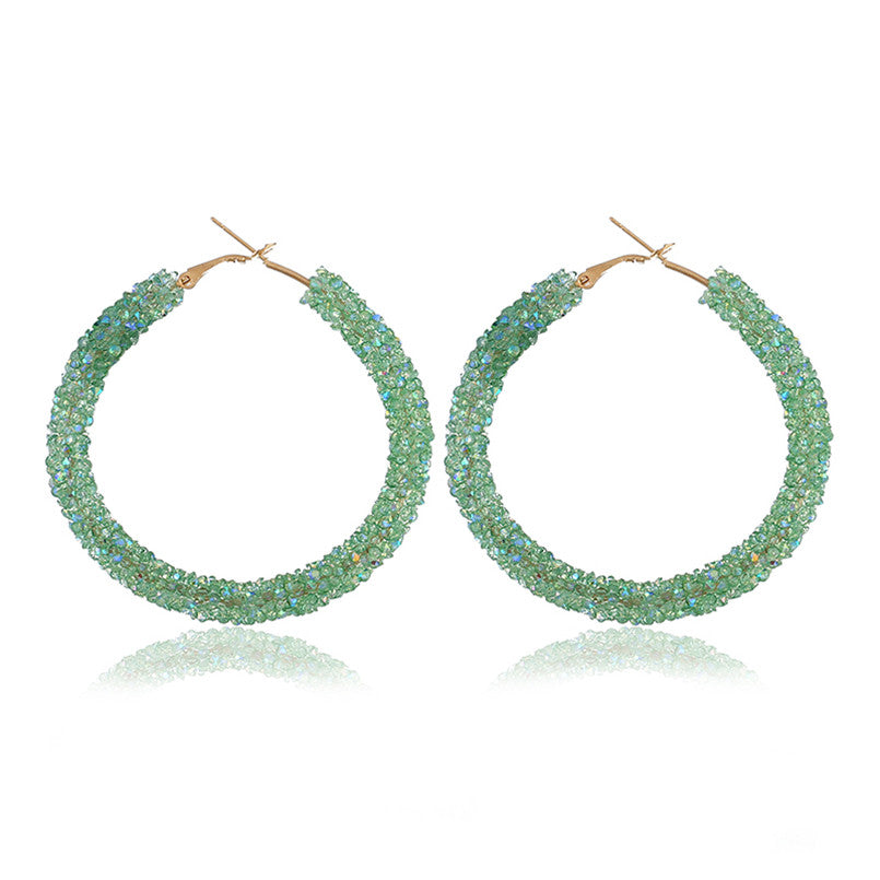 Bohemia Round Austrian Crystal Stud Earrings Fashion Shiny rhinestone Cheap Hoop Earring