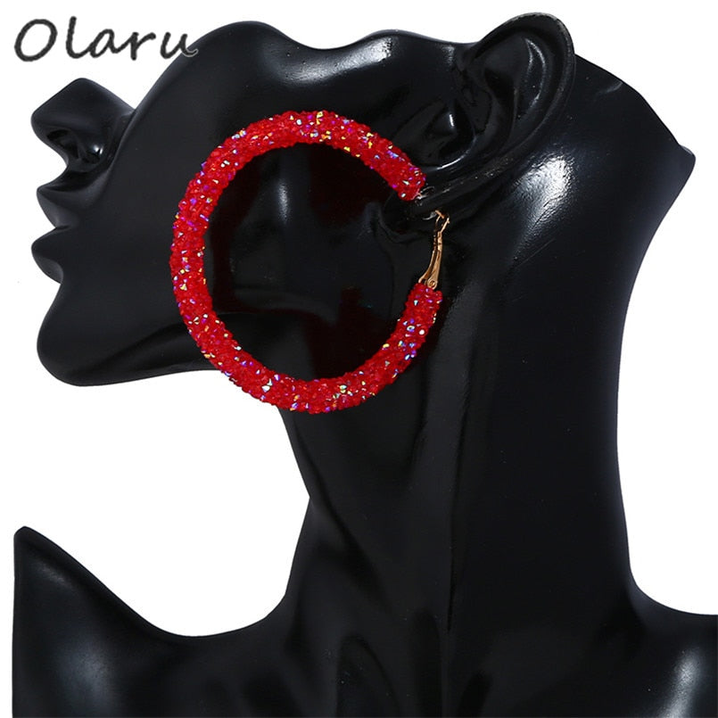 Bohemia Round Austrian Crystal Stud Earrings Fashion Shiny rhinestone Cheap Hoop Earring