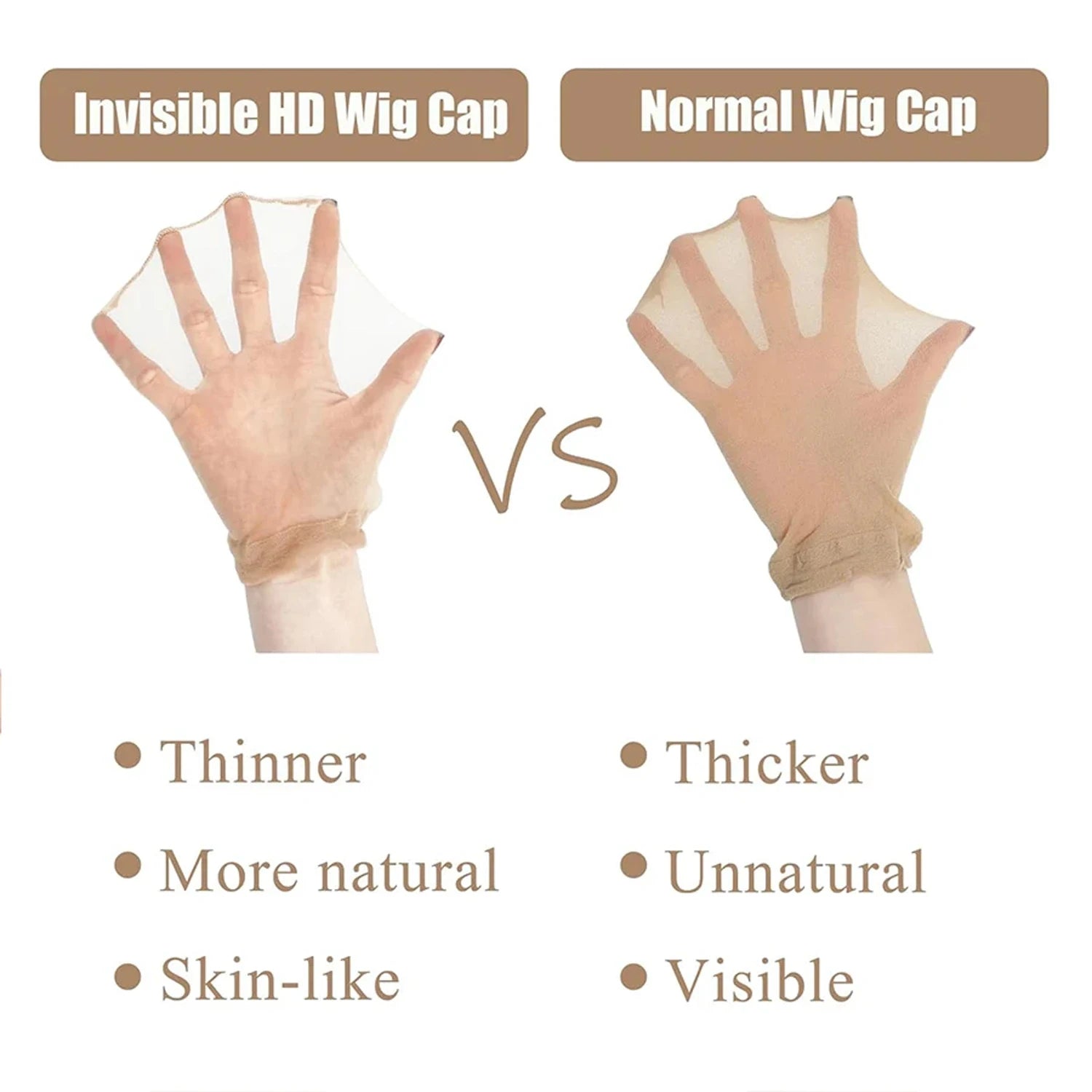 Wholesale HD Wig Caps High Quality Transparent HD Hair Nets Weave Nylon Stretchy Lace Front Wig Cap for Women Men Light Brown