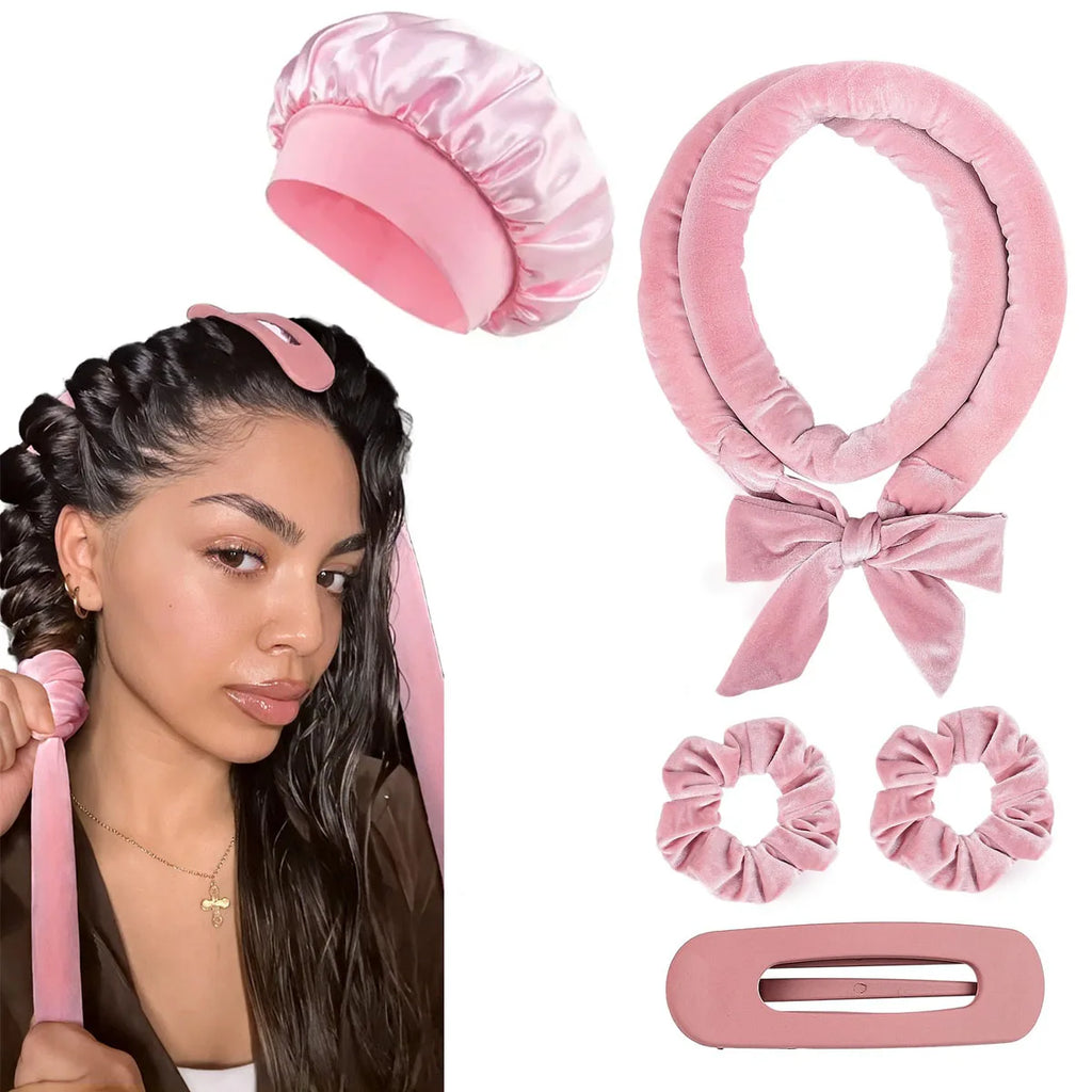 Rulos sin calor para el pelo, diadema rizadora sin calor, rulo suave de satén, rizadores para dormir, gorro de noche, herramientas de peinado