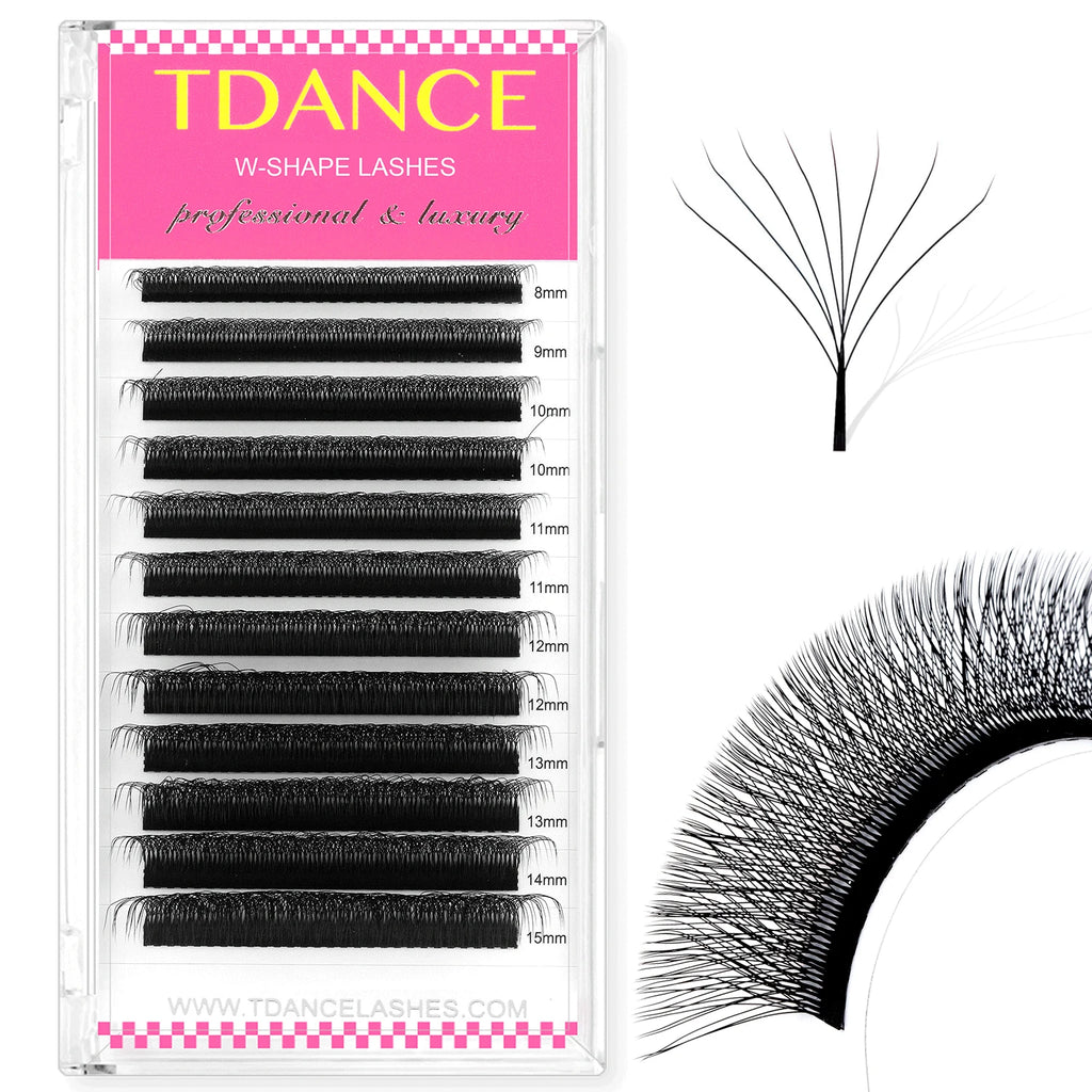 TDANCE 3D 4D 5D 6D Premade Fans Eyelash Extension W Style Faux Mink Natural Soft Bloom Lash Automatic Flowering Volume Eyelashes