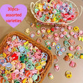 30pcs Girls High Elastic Hair Bands Non-Hurting Cartoon Animal Flower Fruit Decorative Hair Bands for Kids