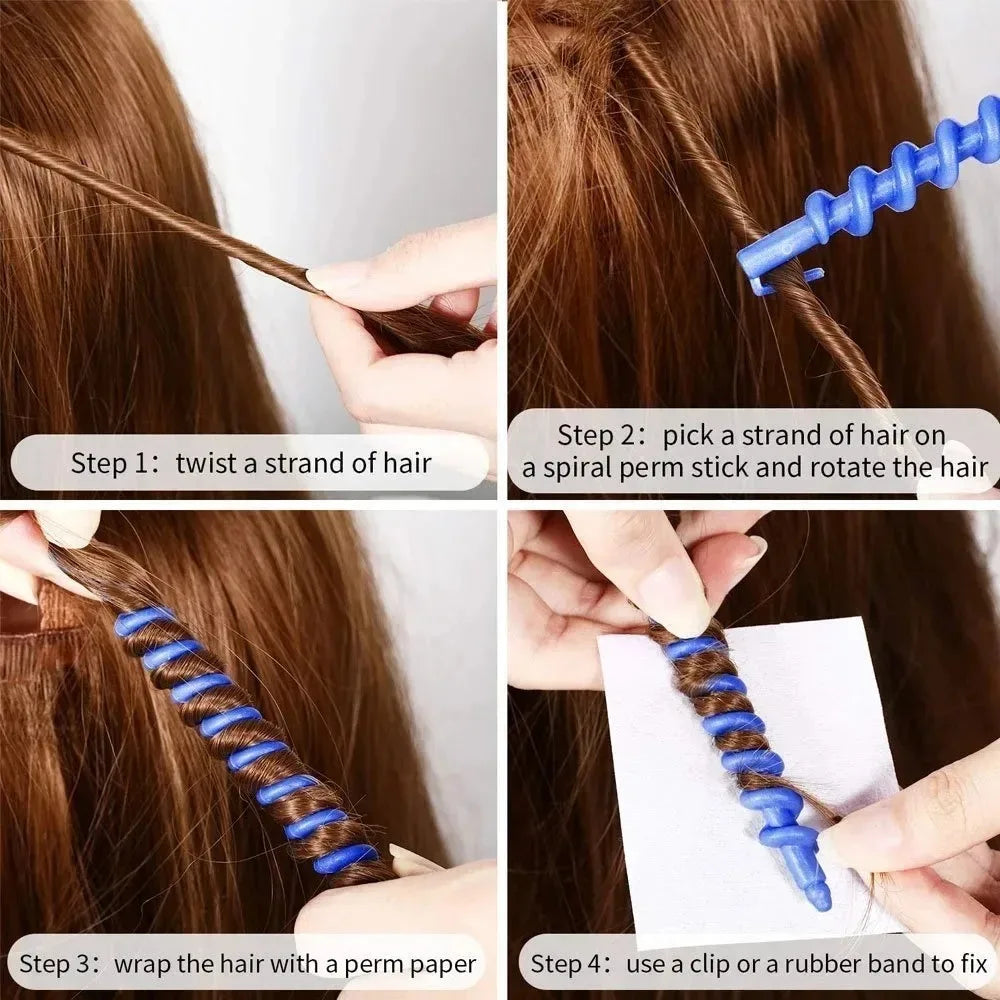 20Pcs Set Heatless Curls Mixed Color Spiral Hair Styling Tools Random Curling Rods for Cold Perming Suitable for Hair Salons