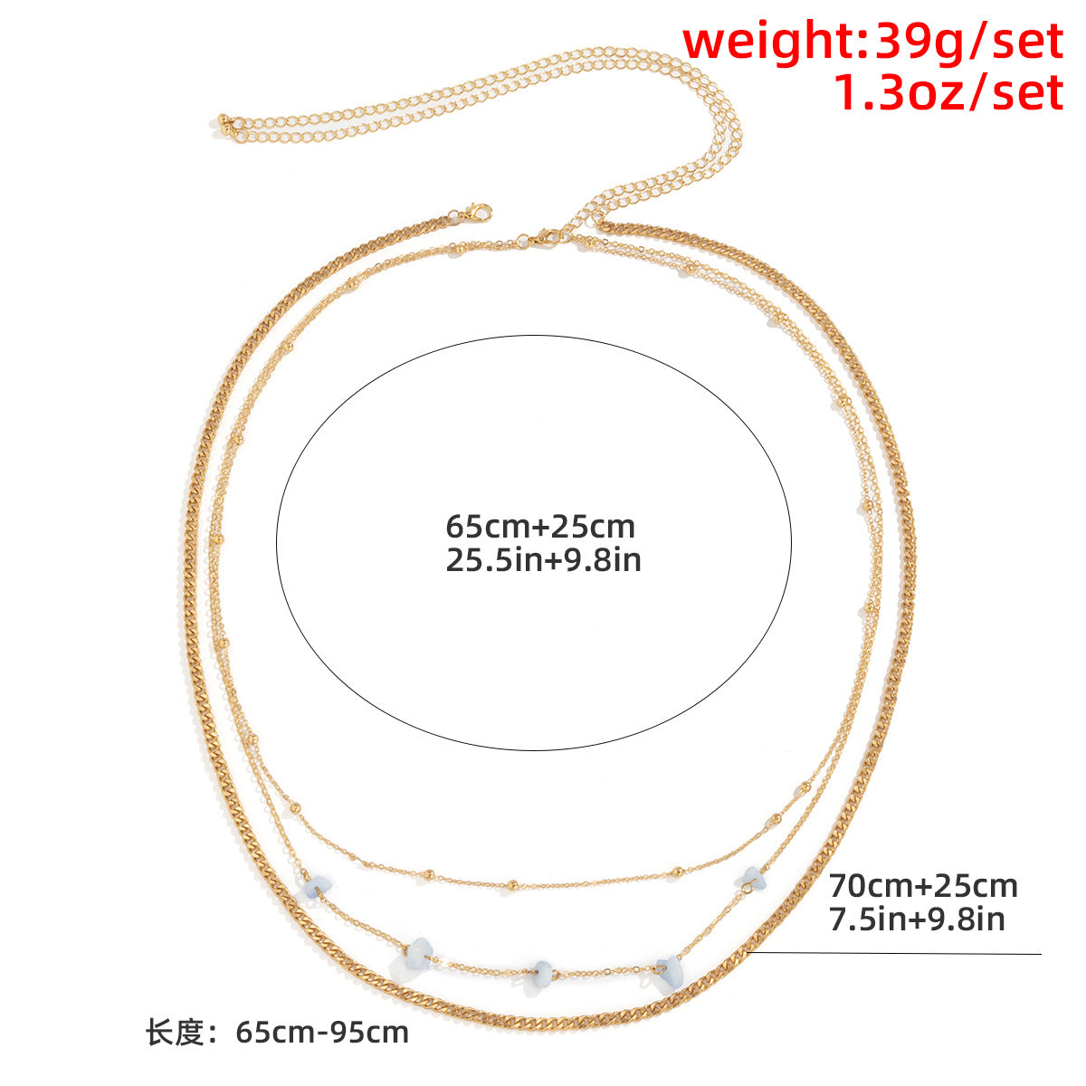 Sexy Simple Beach Style Colorful Gravel Waist Chain Trend Hip-Hop Metal Chain Body Chain Jewelry