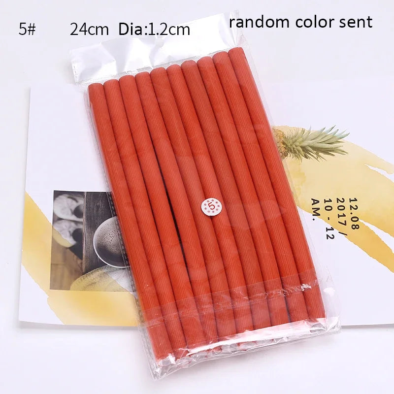 10pcs Flexible Hair Curling Rod Soft  Heatess Hair Curler Makers Foam Bendy Twist Curls Flexi No Heat Rollers Styling Tools