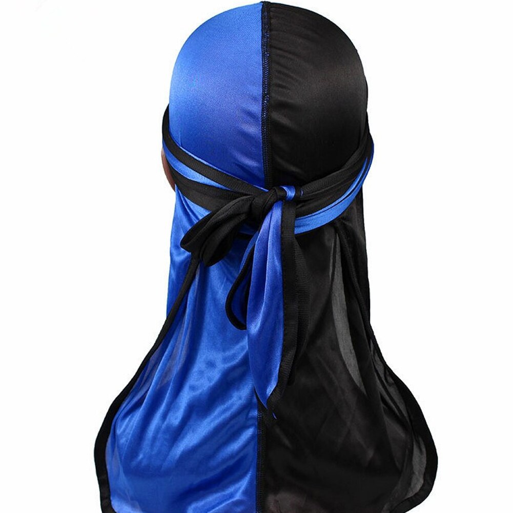 Long Tail Durag Silky Satin Turban India Hat Women Men Head Scarf Hair Accessories Bandana Unisex Fashion Patchwork Pirate Hats
