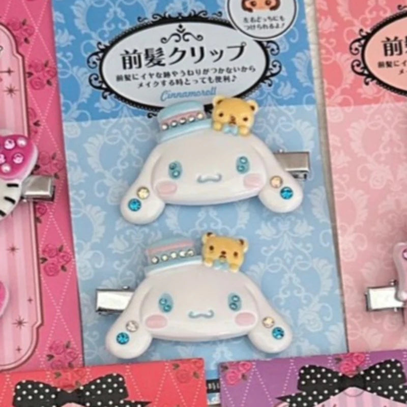 2Pcs Sanrio Character Hair Clips Set Hello Kitty Kuromi Cinnamoroll My Melody Hair Barrettes for Girls Women