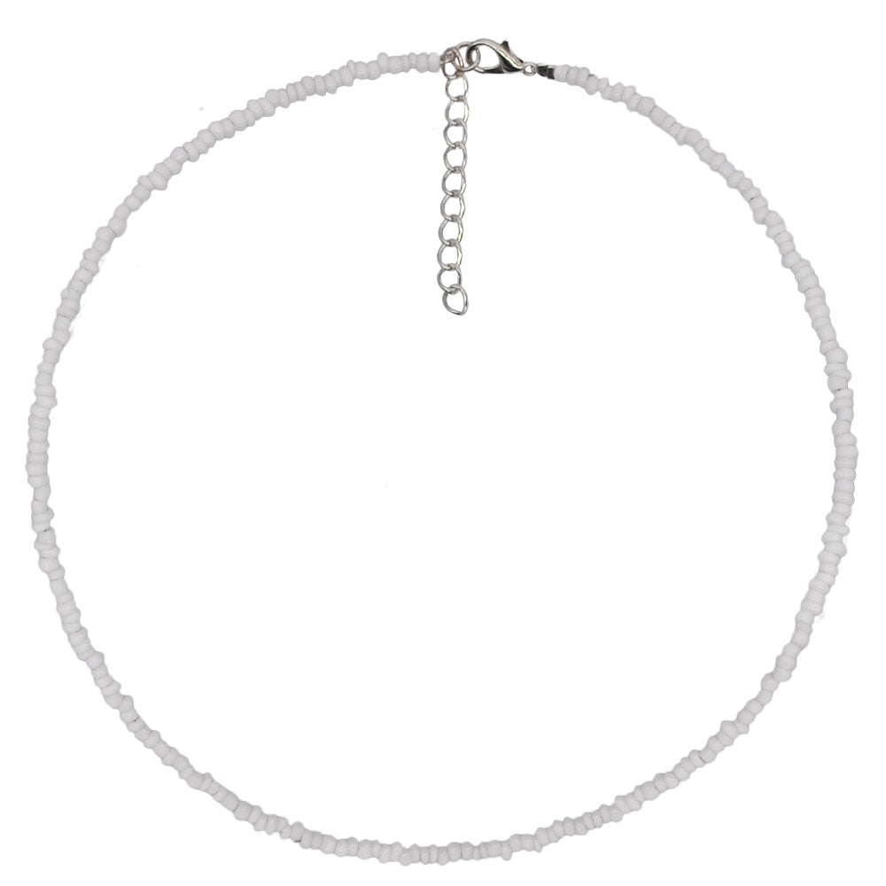 HangZhi New Bohemian Colorful Beads Weaving Handmade Baroque Simulated Pearl Necklace Clavicle Chain Choker Jewelry