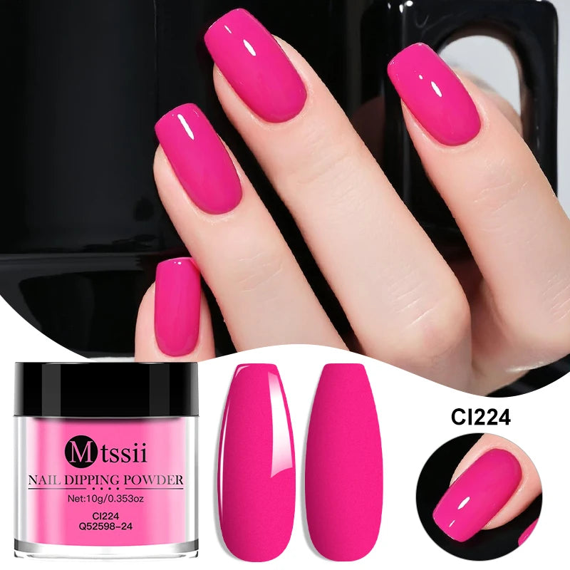MTSSII 10g Nail Dipping Powder Natural Dry No Lamp Cure DIY Nail Art Decoration Pigment Dust Glitter Long Lasting Manicure Salon