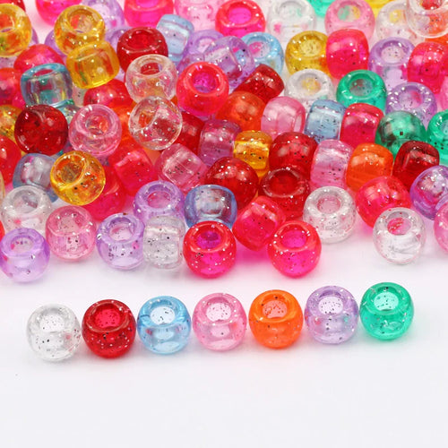 100pcs 6*9mm Round Dreadlock Acrylic Beads Big Hole Spacer Hair Beads for Jewelry Making DIY Bracelet Necklace Craft Needlework