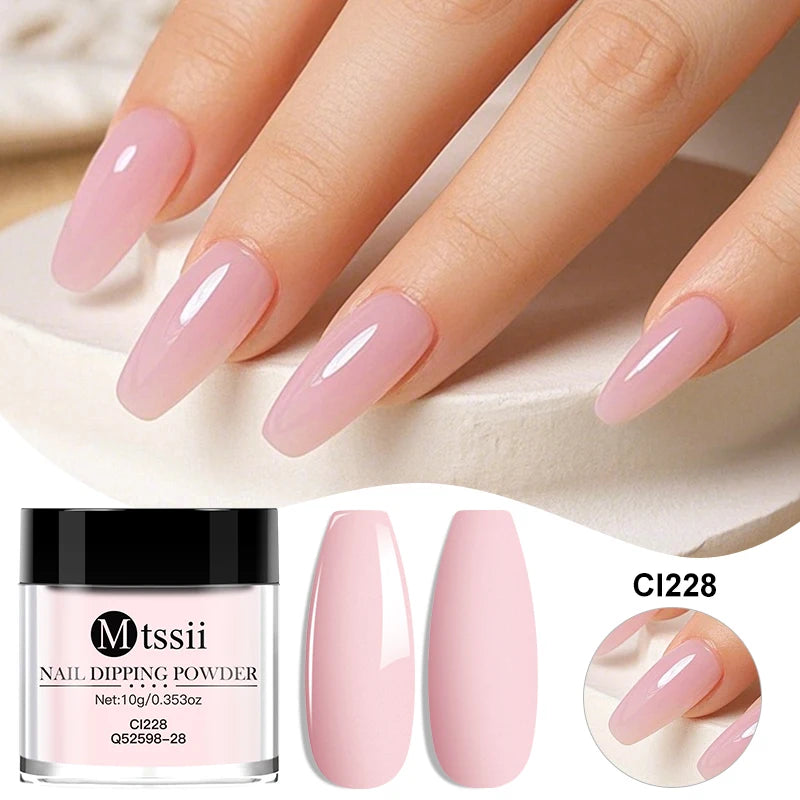 MTSSII 10g Nail Dipping Powder Natural Dry No Lamp Cure DIY Nail Art Decoration Pigment Dust Glitter Long Lasting Manicure Salon