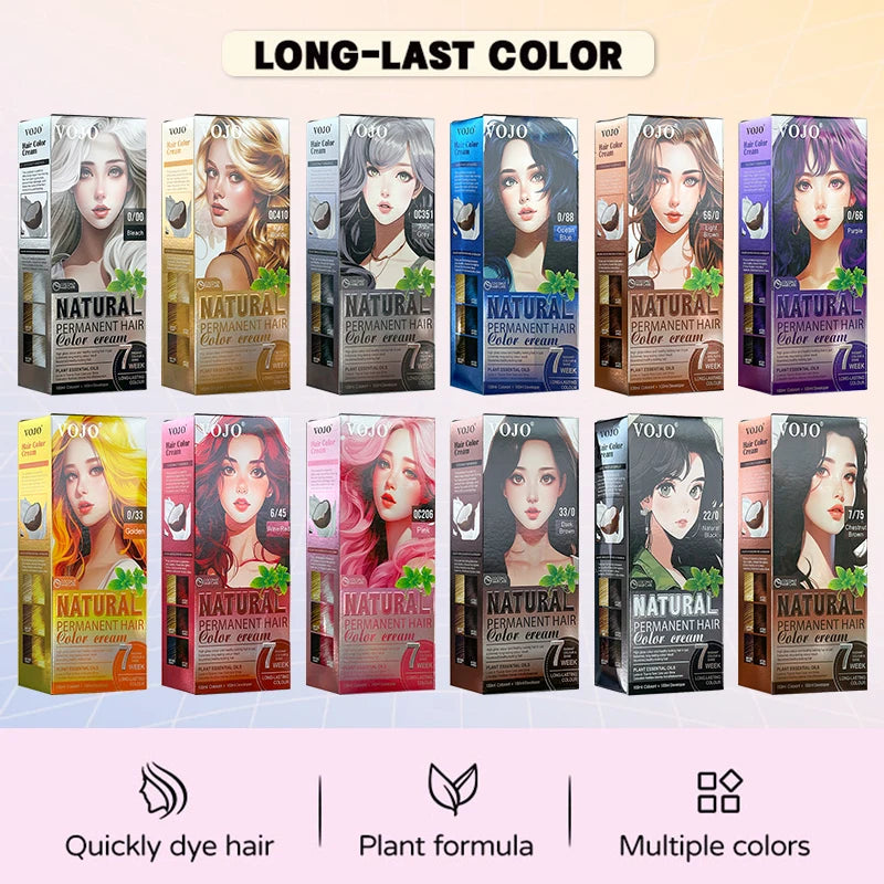 3-in-1 Long-Lasting Hair Dye Shampoo,100ml &100ml Coloring Agent Hair Dye Shampoo for Women and Men,Semi-Permanent Hair Cream
