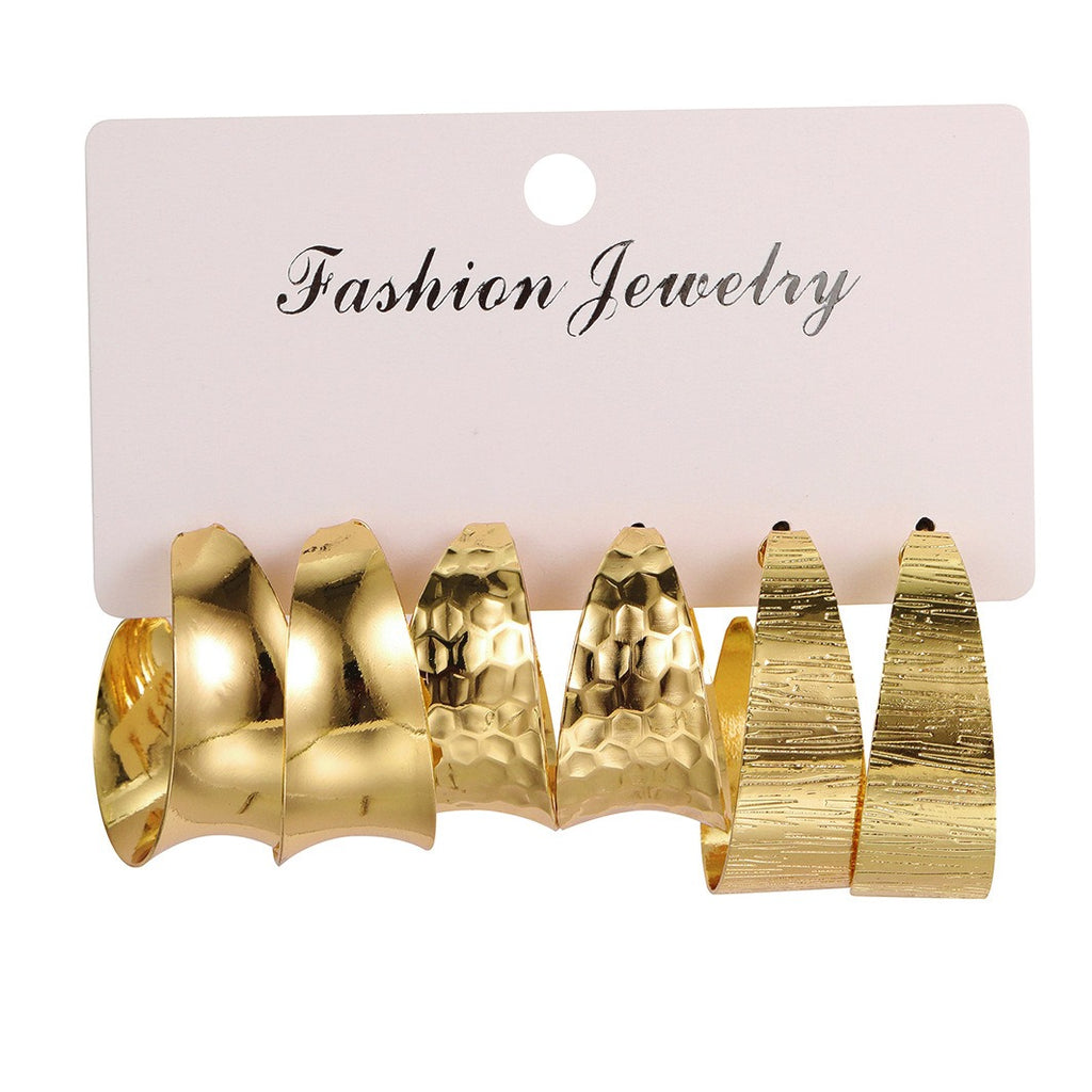 Vintage Big Circle Hoop Earring Set for Women Girl