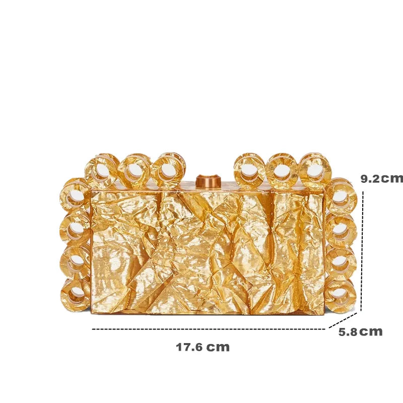 Acrylic clutch bag women designer evening party box purse 2023 new gold ivory black pearl color handbag wholsale
