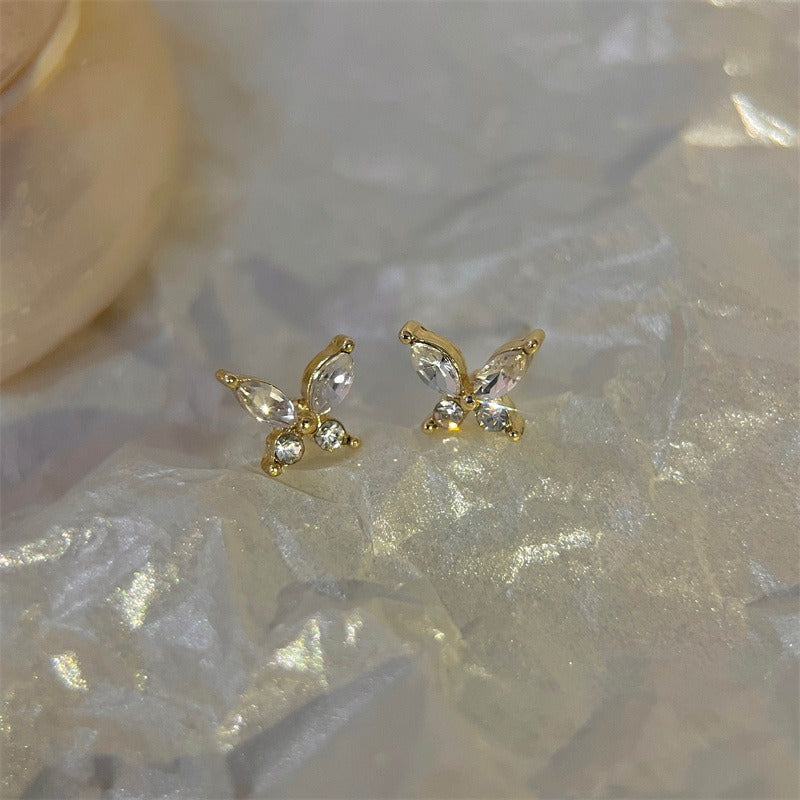 S925 Silver Needle Exquisite Zircon Butterfly Stud Earrings for Women