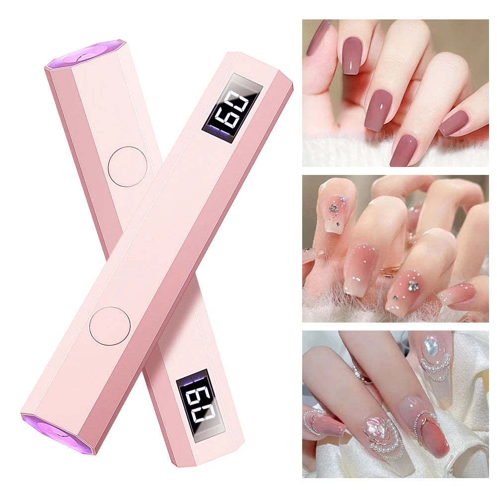 YIKOOLIN Conveniente secador de uñas recargable UV LED portátil Lámpara de curado rápido para todos los esmaltes en gel Mini herramienta de manicura USB portátil