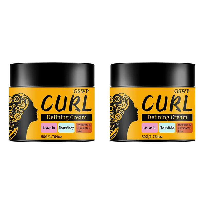 GSWP Black Castor Oil Curling Cream,Moisturizing and Elastic Styling Conditioner for Curly Hair,Frizz Control.50g/100g