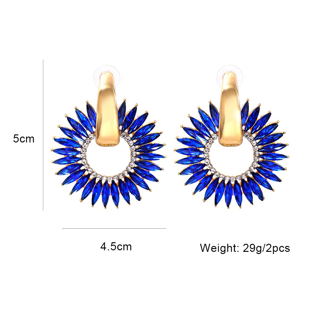 New Bohemian Crystal Round Hoop Earrings High-Quality Colorful Drop Dangle Earring For Women Fashion Jewelry Accessories Gift