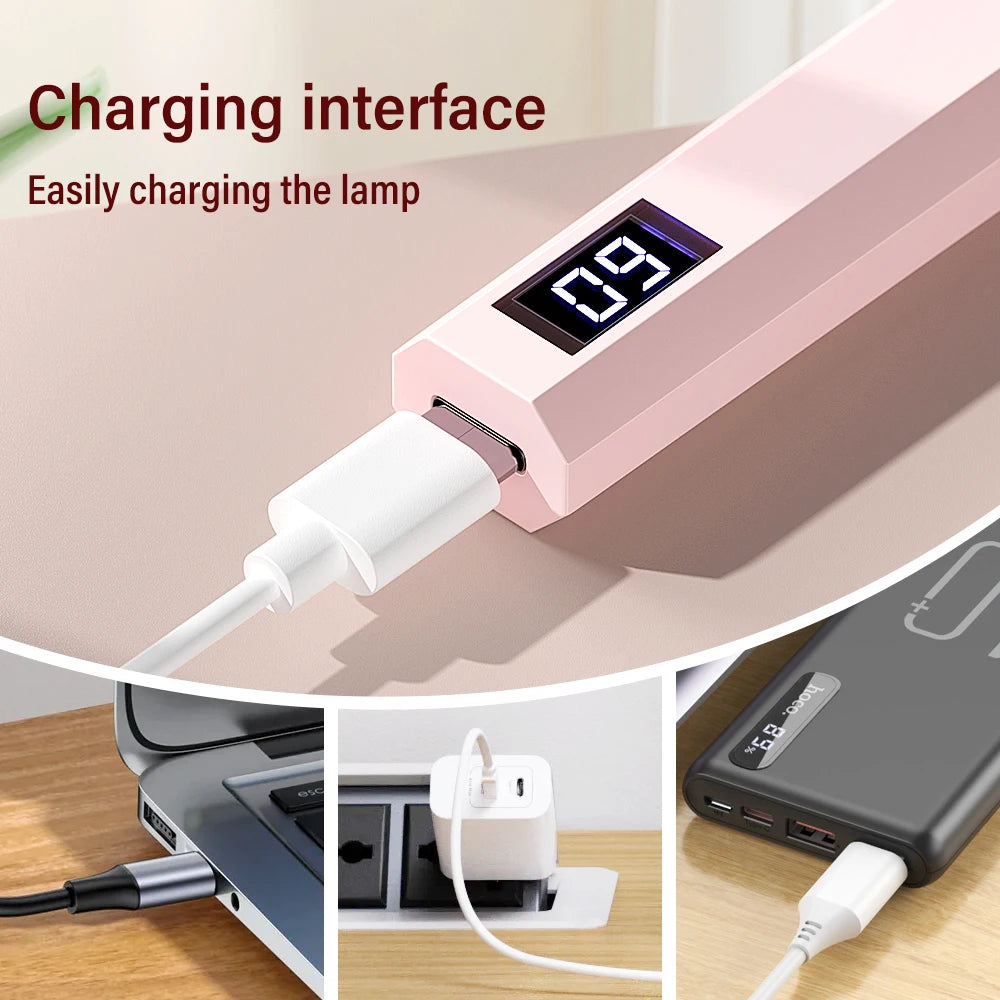 YIKOOLIN Conveniente secador de uñas recargable UV LED portátil Lámpara de curado rápido para todos los esmaltes en gel Mini herramienta de manicura USB portátil