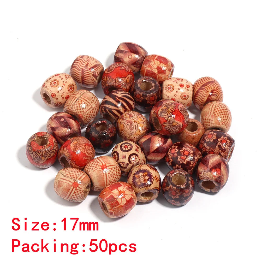 Louleur High Quality Vintage Natural Big Hole Wooden Beads For Necklace Bracelet Charms for Diy Jewelry Making Hair Accessories