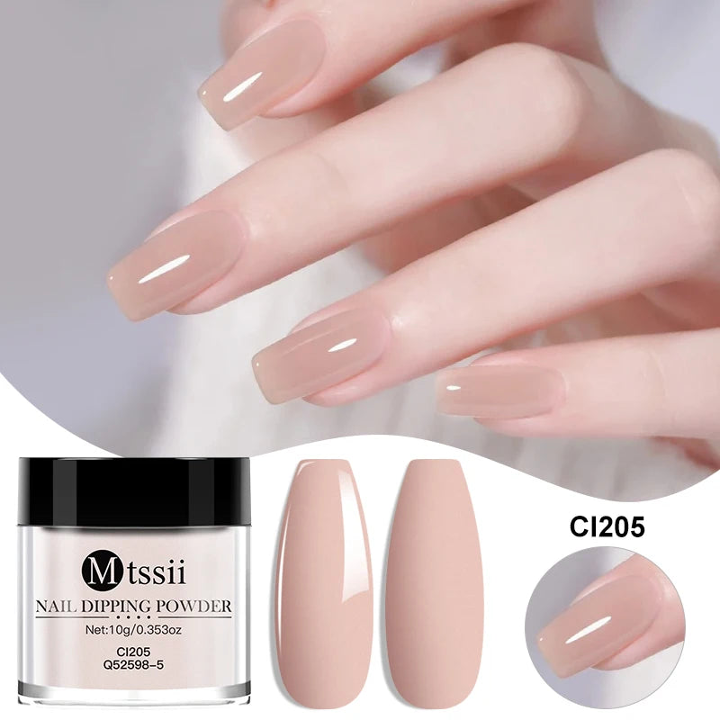 MTSSII 10g Polvo para inmersión de uñas Secado natural Sin curado con lámpara Arte de uñas DIY Decoración Pigmento Polvo Brillo Manicura de larga duración Salón
