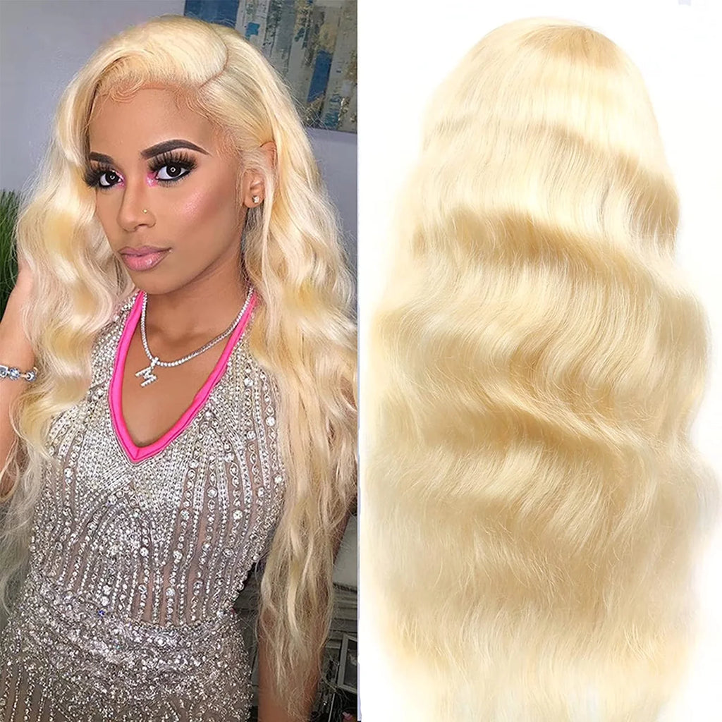 30-32 Inch Body Wave 613 Blonde Human Hair Wig Pre Plucked