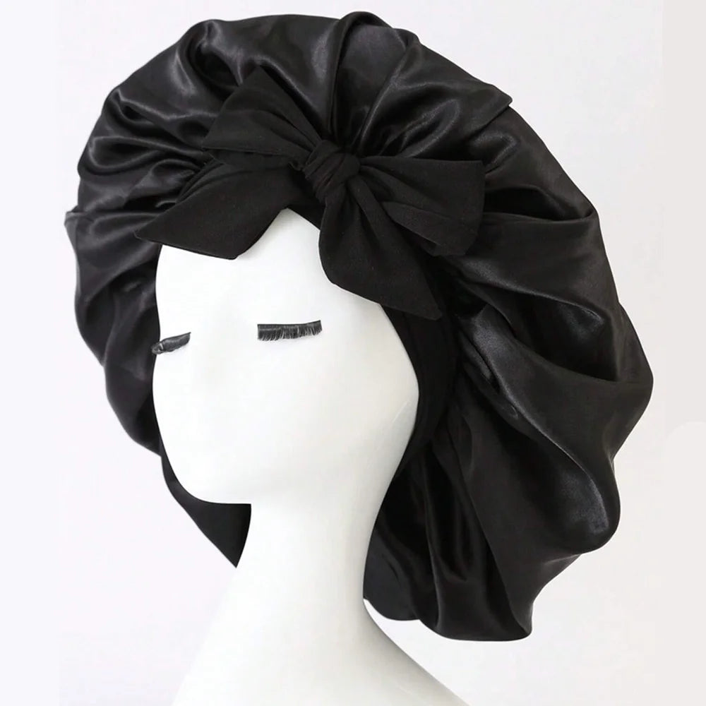Gorro de satén Gorro de seda Gorro ajustable para dormir Gorro para el pelo con cinta Gorros para mujeres y hombres