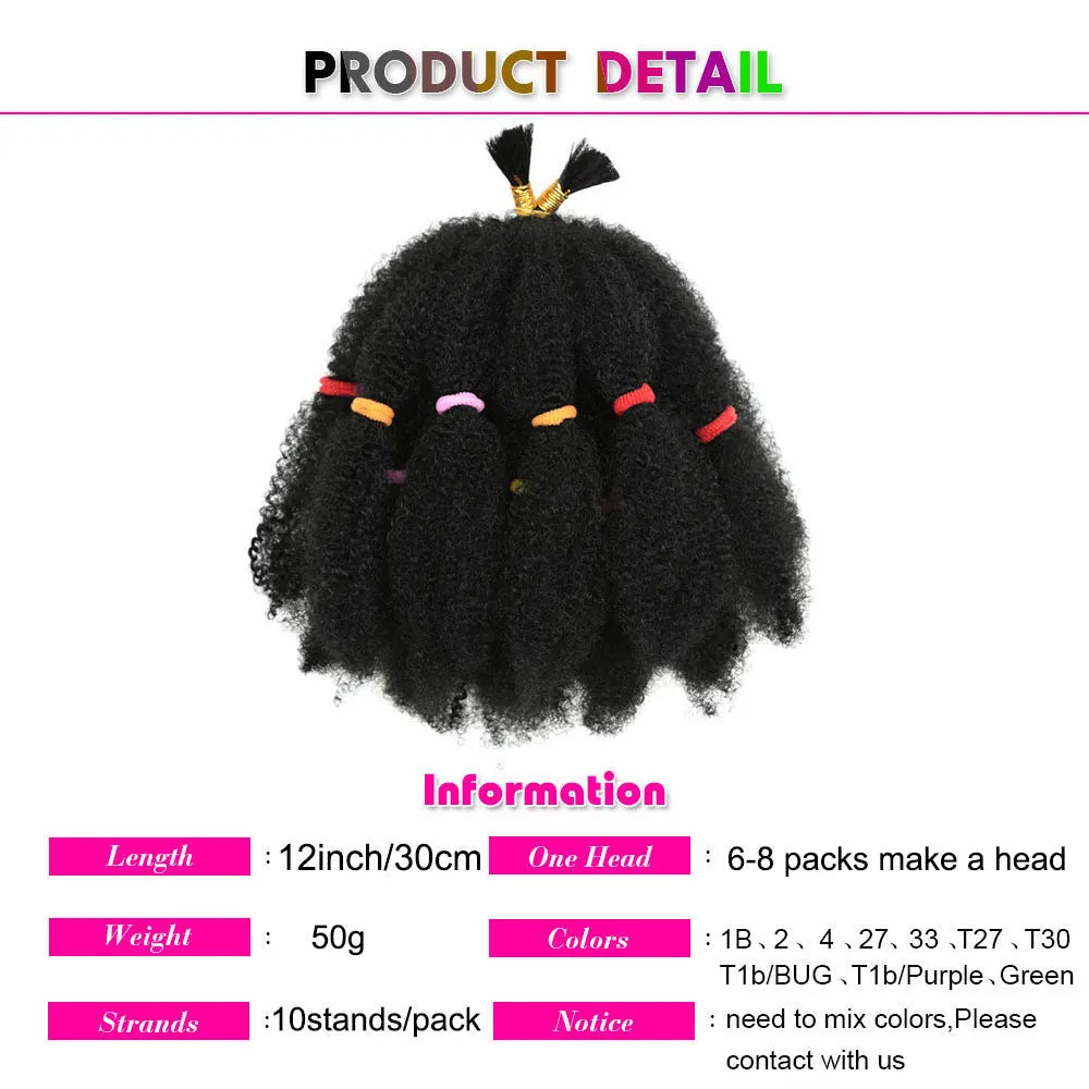 Afro Kinky Hair 12 Inch Synthetic Pre Stretched