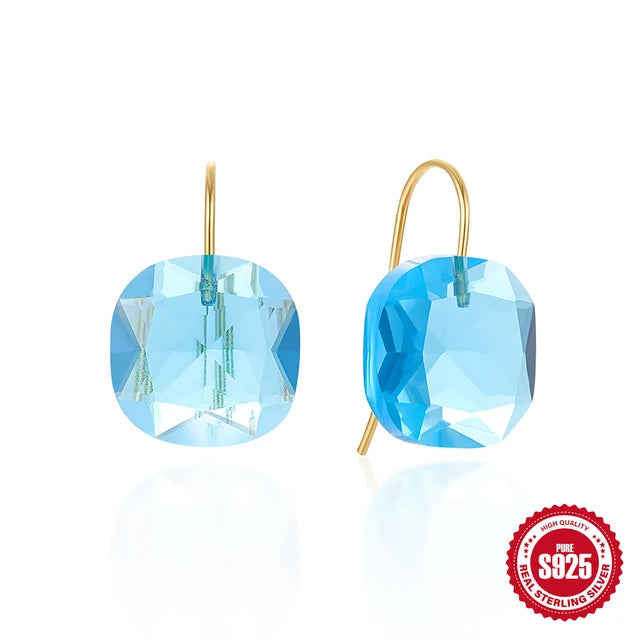 Luxury Crystal Zircon Stud Earrings for Women s925 Sterling Silver Simple Piercing Hook Earrings Exquisite Jewelry Gifts