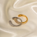 Stainless steel inlaid white diamond open ring