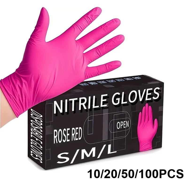 Pink Nitrile Disposable Gloves Powder & Latex Free Gloves for Kitchen Cooking Household Beauty Petcare Hair Dye Work Glove